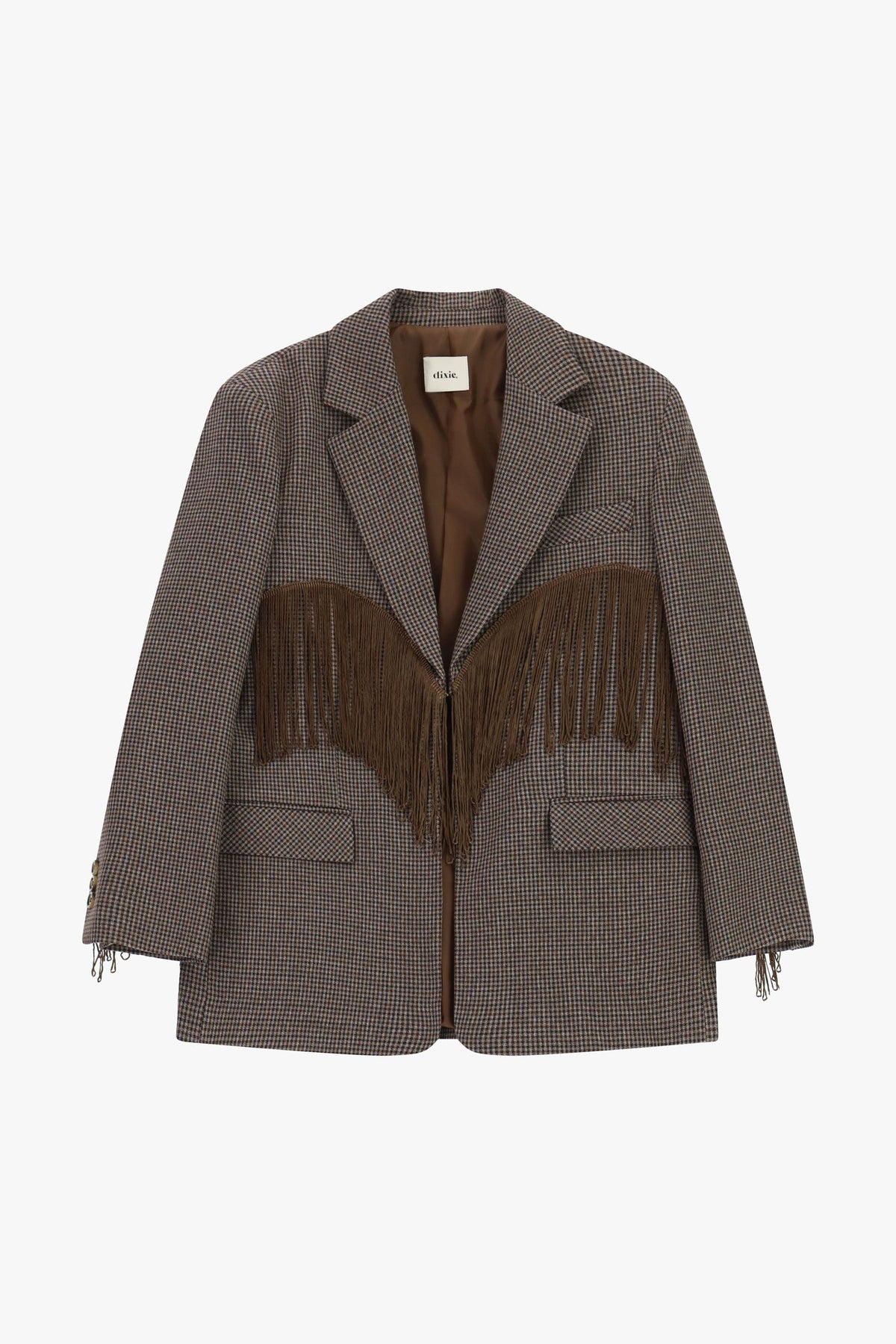 Blazer fantasia micro-check con frange decorative - j845b043 - DIXIE