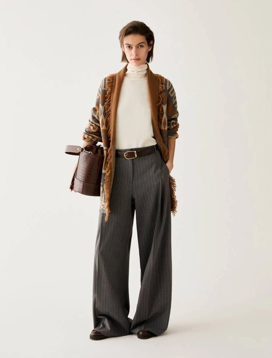 Pantaloni ampi a disegno gessato - PENNYBLACK