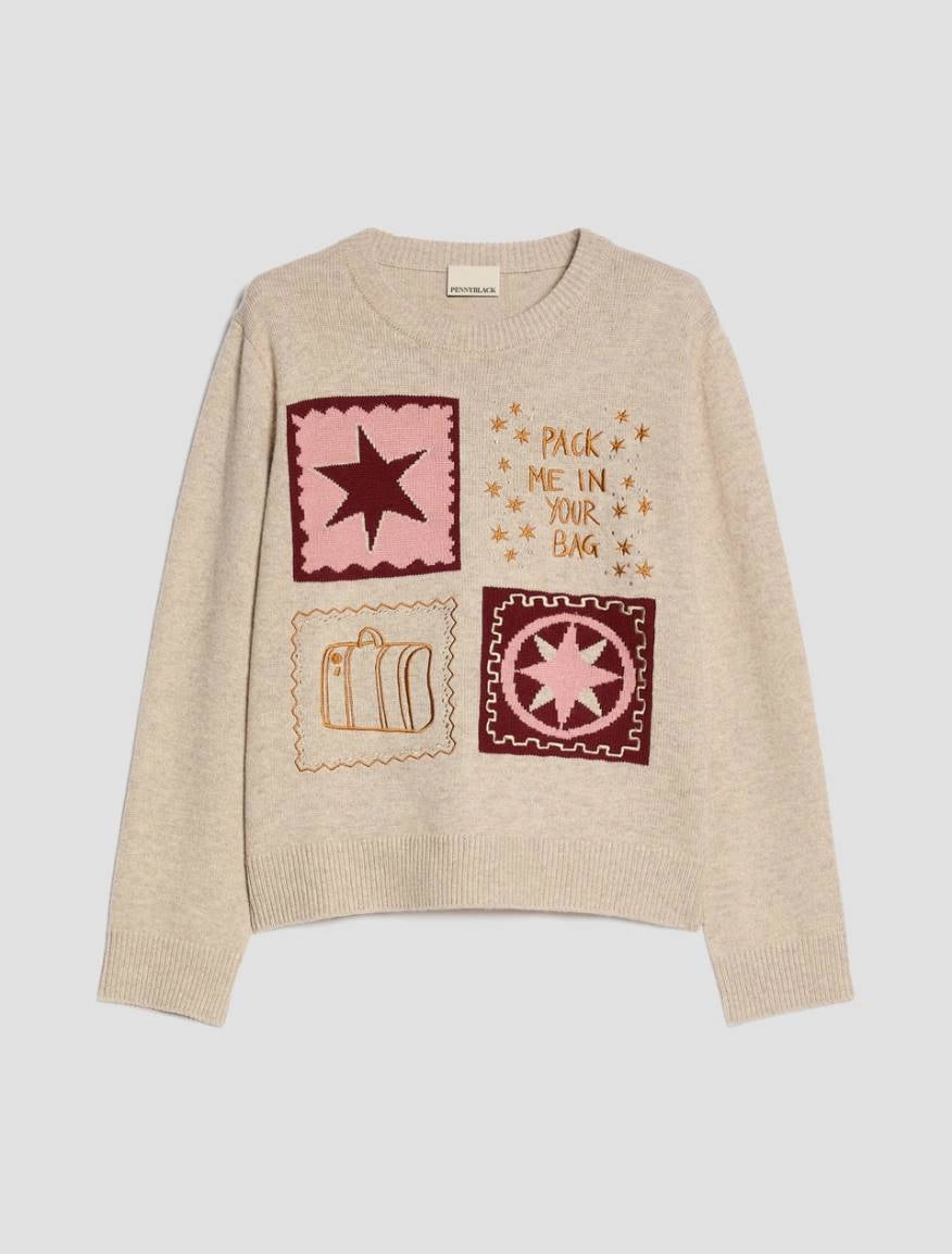 Wool-blend crew neck sweater - PBBDISCO - PENNYBLACK