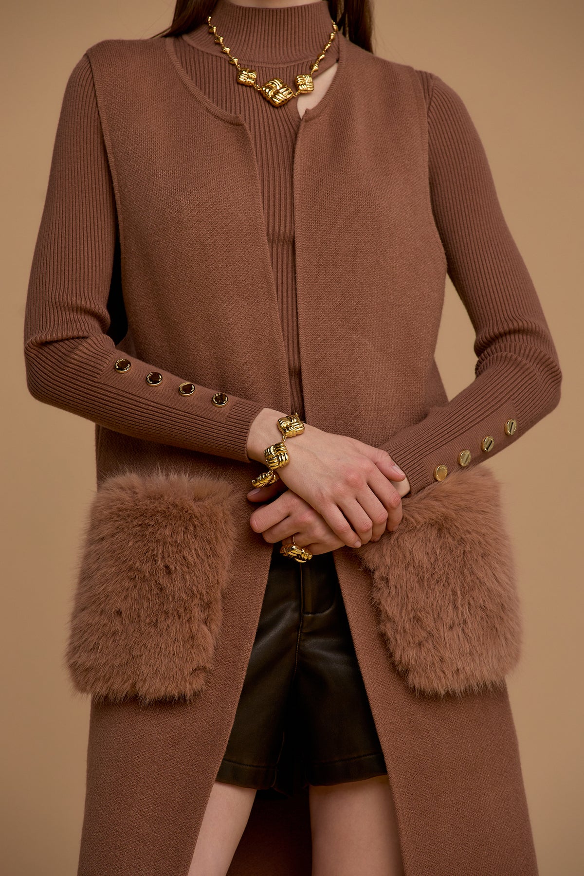 Maxi gilet tasche pelo - 263ns146 - NOSECRETS