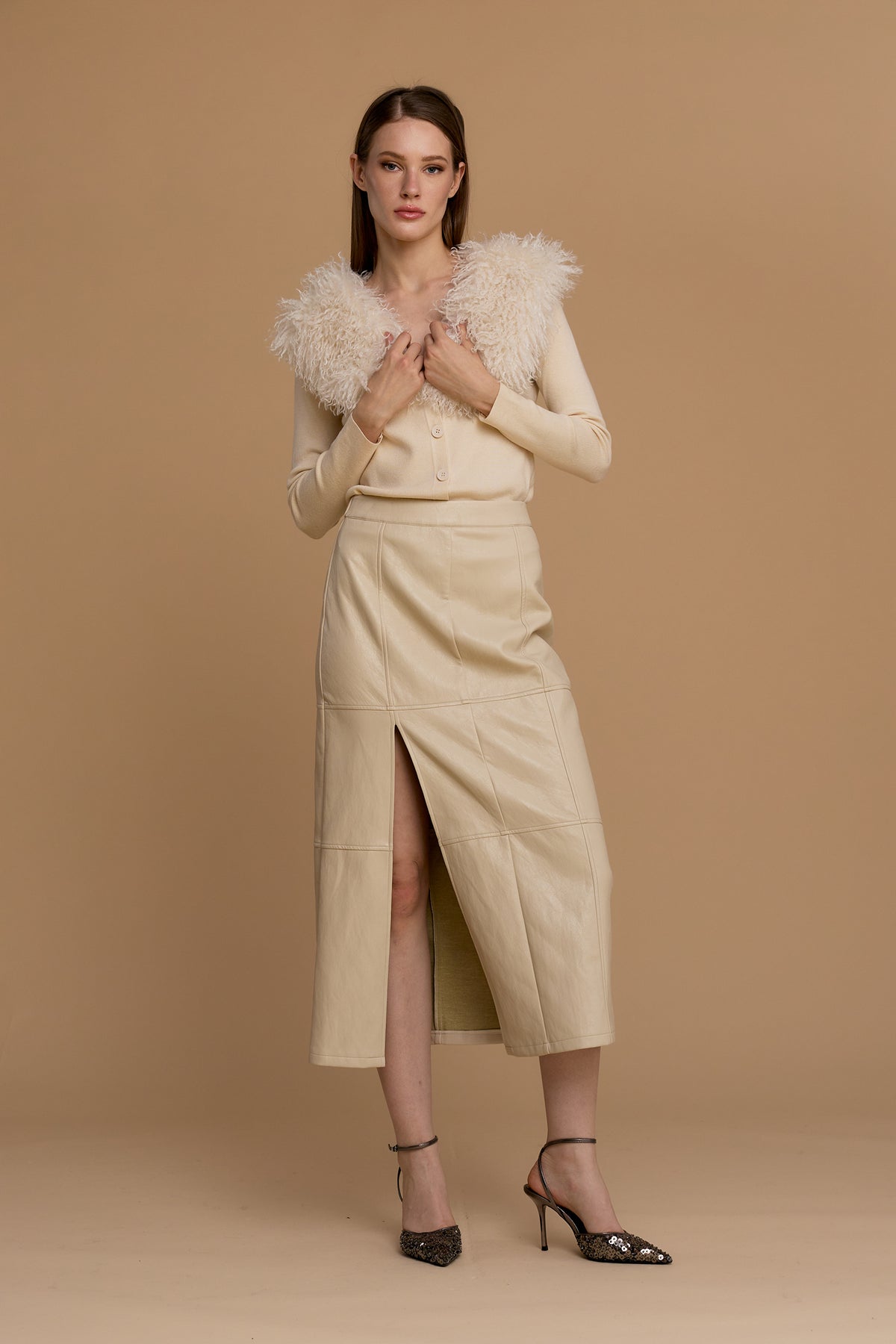 Gonna simil pelle martellata con spacco - 263ns204 - NOSECRETS