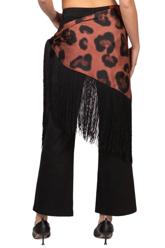 Pareo satin animalier con frange - 40733 - TENSIONE IN