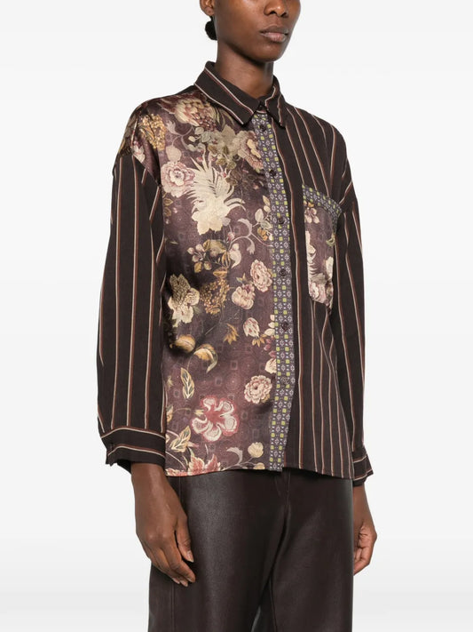 Camicia a righe con stampa floreale - CFLL2EBA - DIXIE
