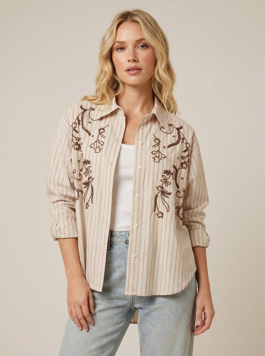 Camicia con applicazioni - W26C290 - MOTEL