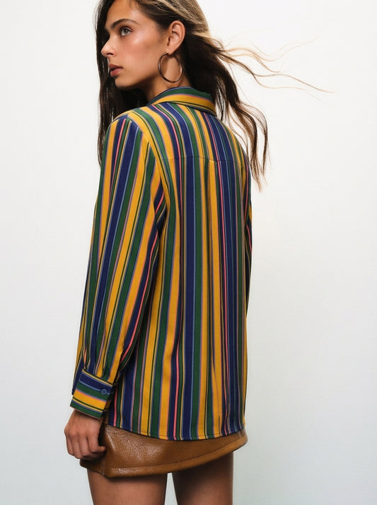 Striped shirt with classic collar and long sleeves - cdqc2ho - DIXIE