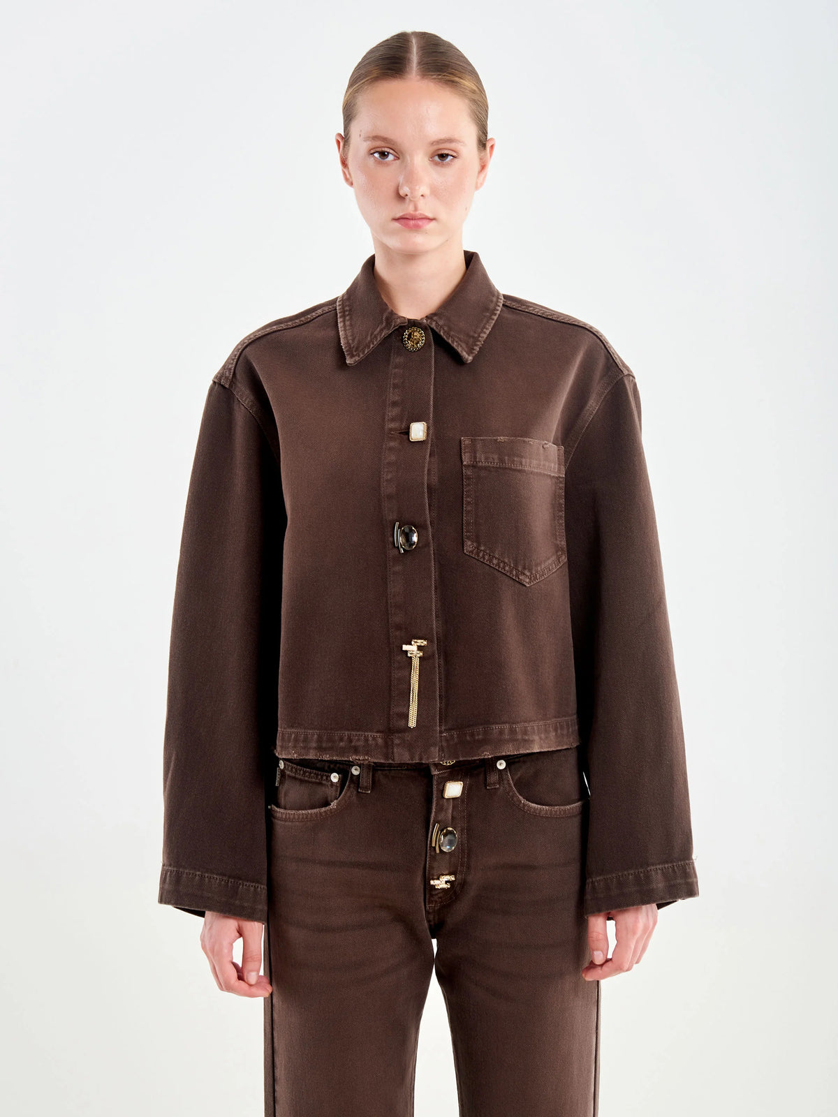 Overshirt in Denim con Bottoni Gioiello - DAC5107 - ViCOLO