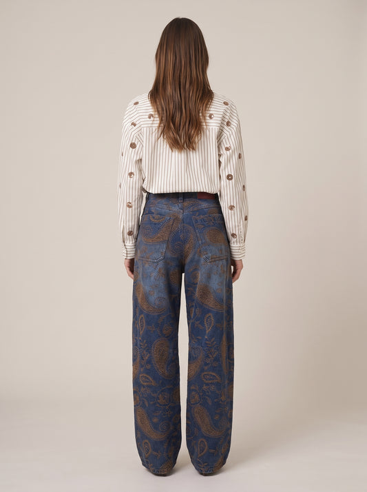 Balloon denim and velvet trousers - w26p074camp - TENSIONE IN
