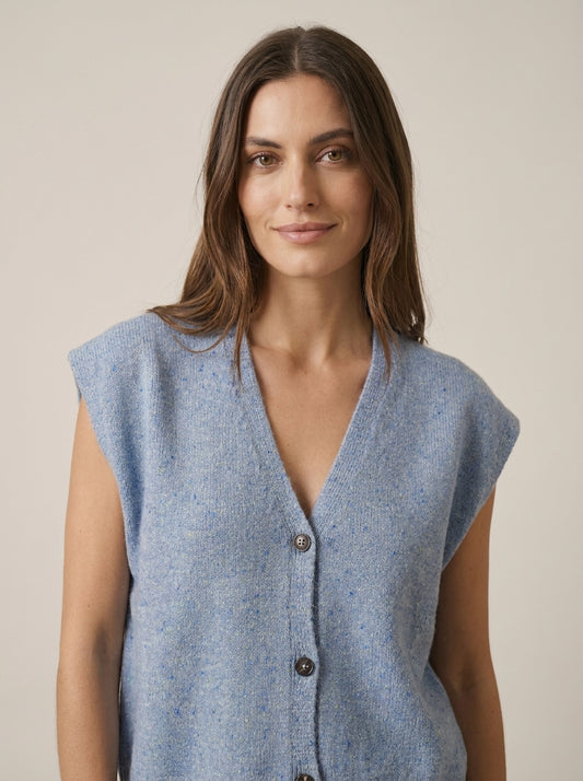 Sleeveless Wool Blend Sweater with Flecked Effect - d82447ai26camp - TENSIONE IN
