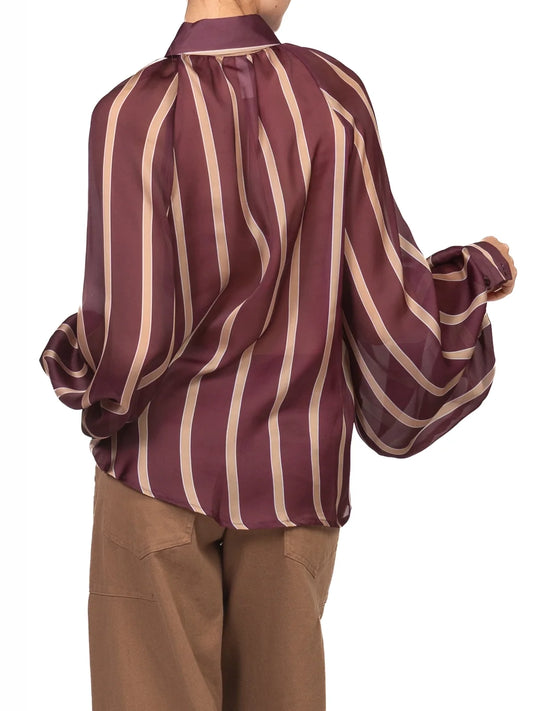 Camicia rigata con manica palloncino - 27C6245 - TENSIONE IN
