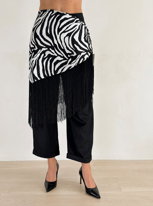 TENSIONE IN pareo skirt with fringe print, 100% viscose - 40648 - TENSIONE IN