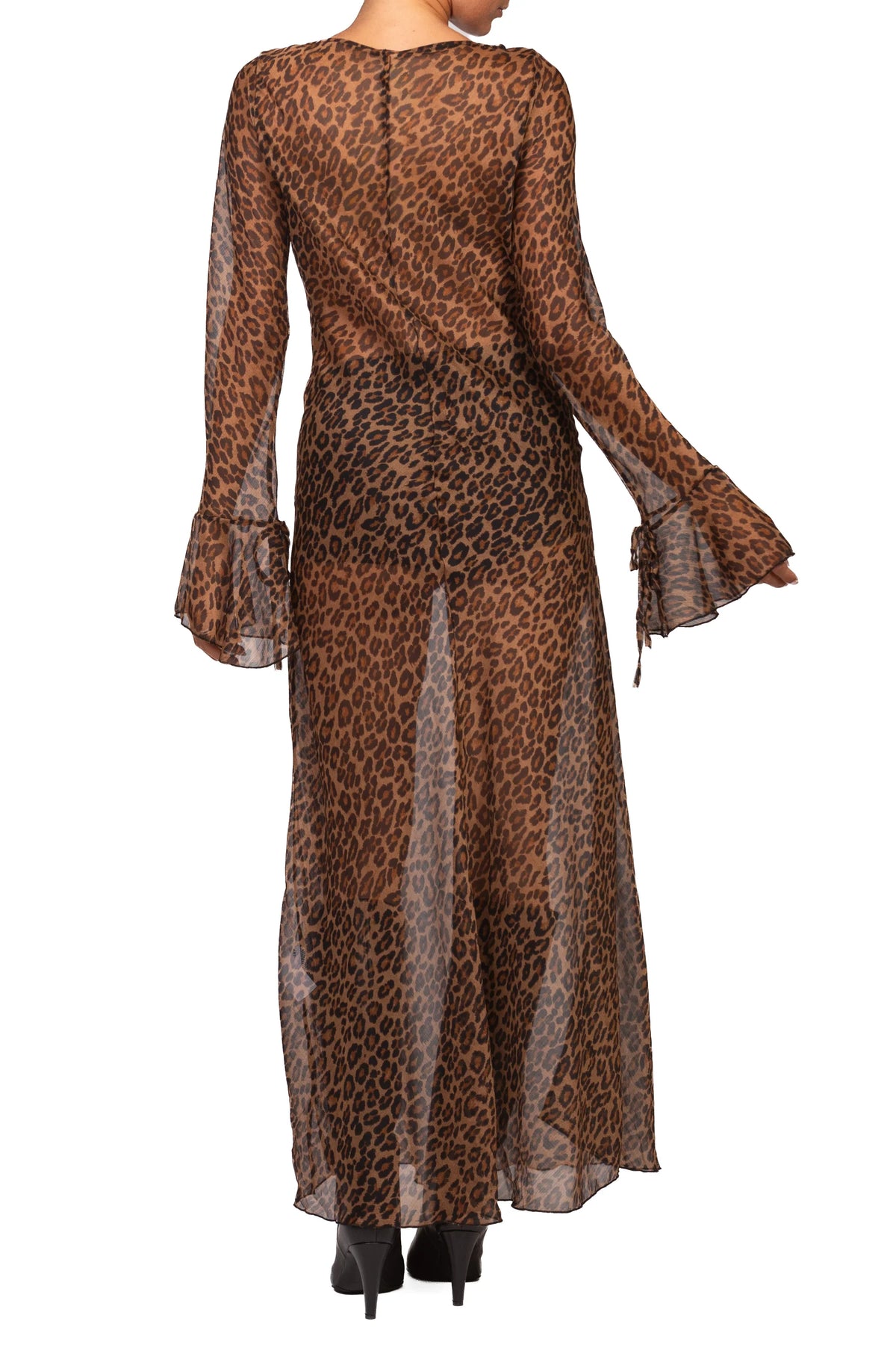 Vestito lungo semitrasparente leopardato moro - 40280 - TENSIONE IN