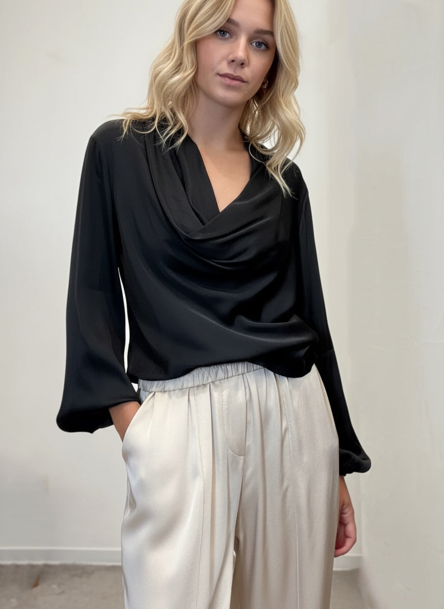 Blouse à col châle en viscose - W01G0050 - PHILIA LOFT