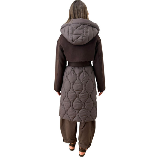 Cappotto piumino con cappuccio e cintura - tac0090 - ViCOLO