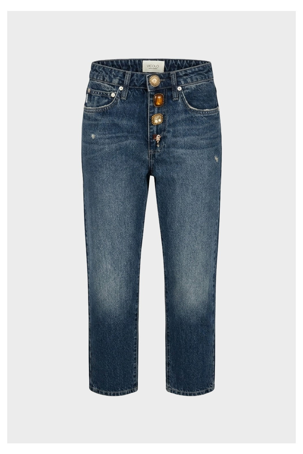 Straight Jeans with Jewel Details - DAC5099 - ViCOLO