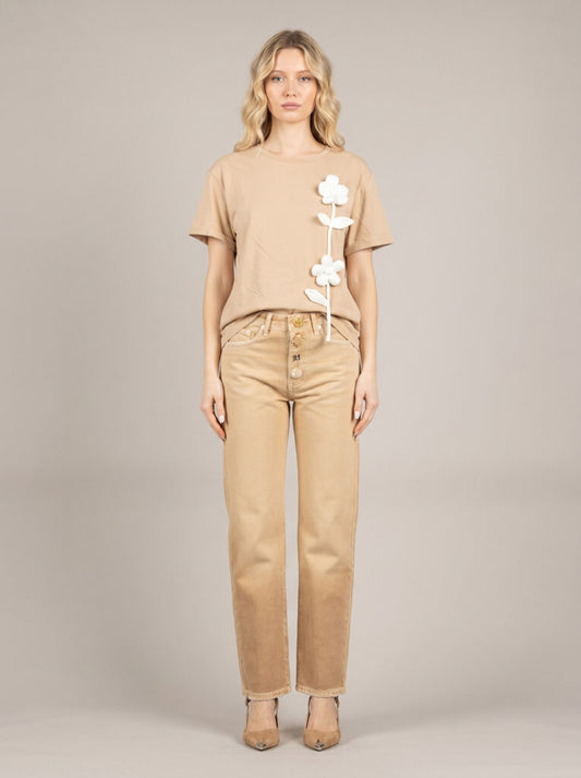 Jeans ZOE crop bottoni gioiello – ViCOLO