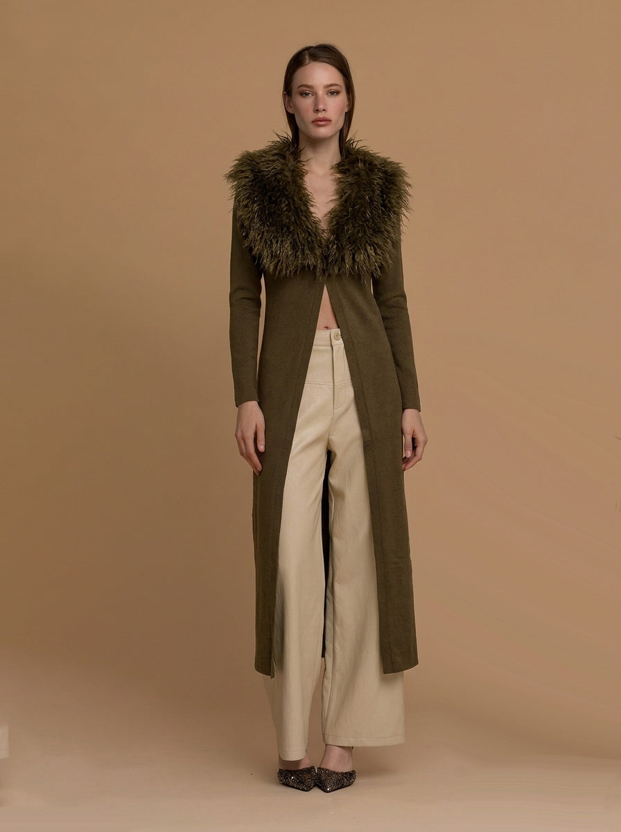 Maxi cardigan col façon mongolie - 263ns143 - NOSECRETS