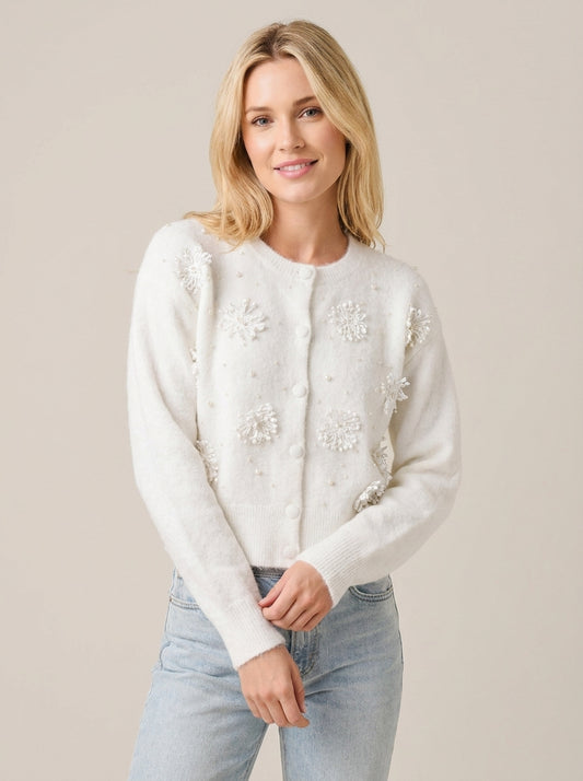 Cardigan con applicazioni ricami e perle - d40v0124 - SOUVENIR