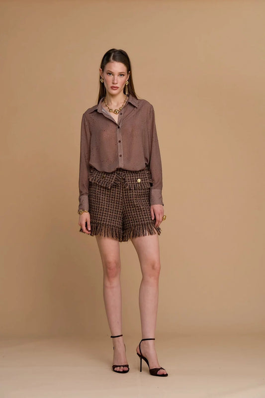 Camicia stampa spigata con diamanti - 262ns137 - NOSECRETS