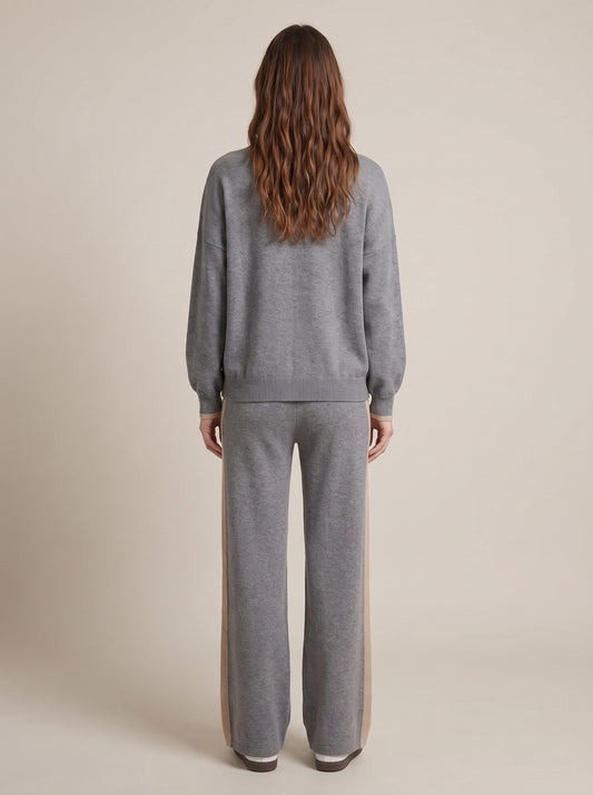 Pantaloni in Maglia A Gamba Larga con Banda Laterale - fw261033-mo - MOTEL