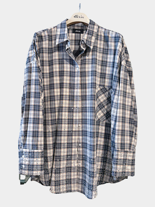 Camicia a quadri in cotone con strass - C881B019A - DIXIE