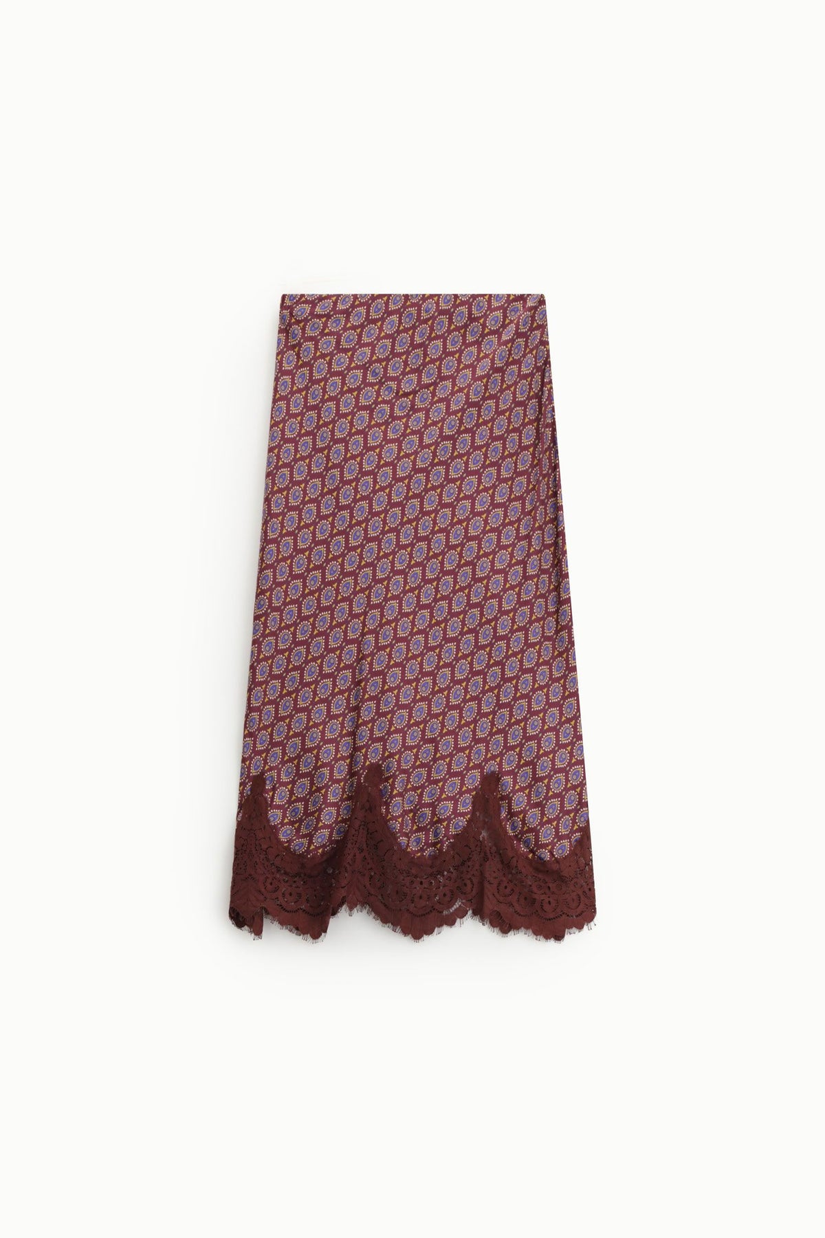 Falda midi estampada con borde de encaje - GDEZ2CVA - DIXIE
