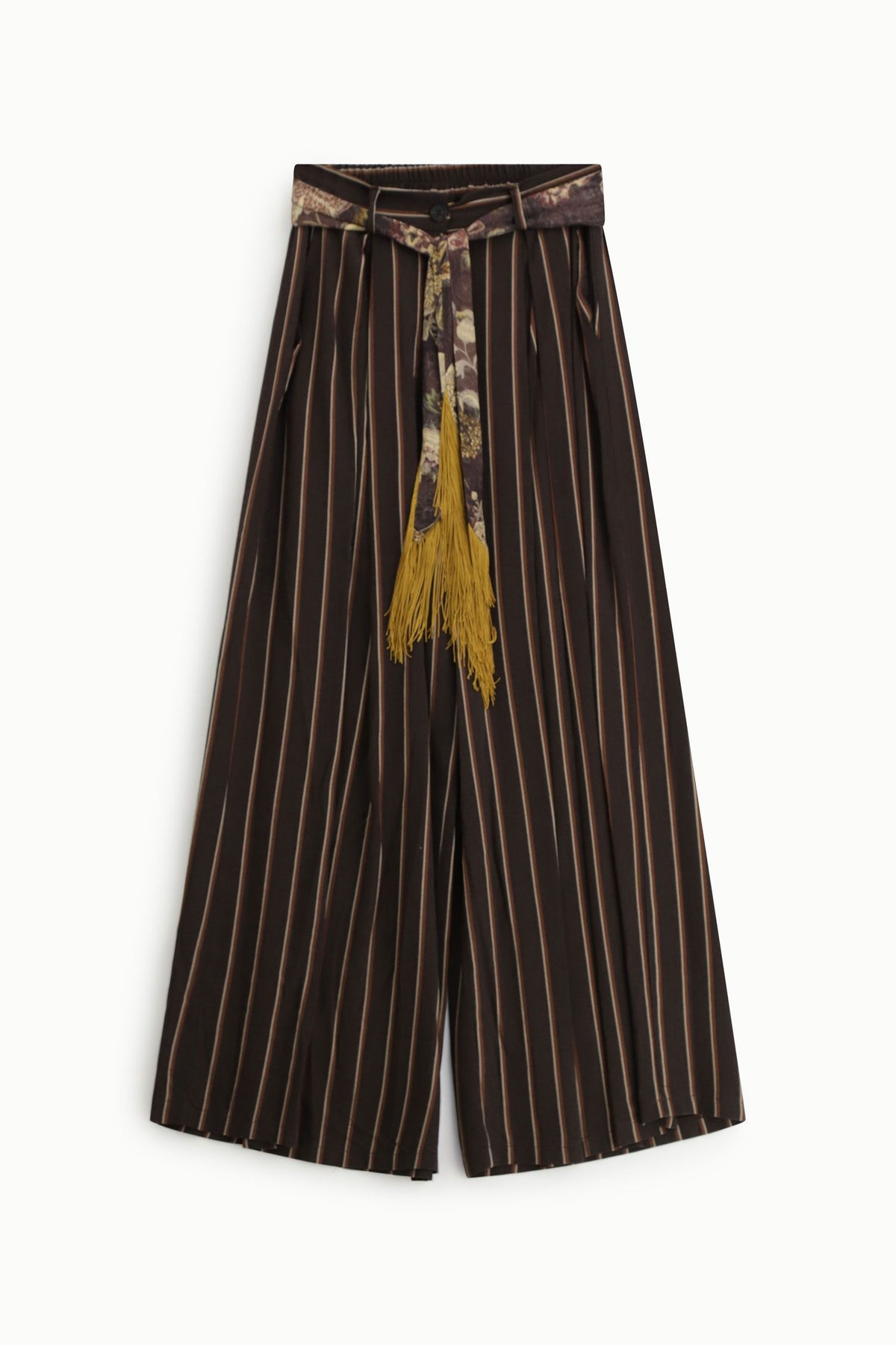 Striped palazzo trousers with decorative belt - pdtp2eba - DIXIE