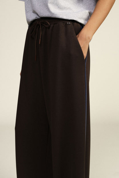 Pantaloni palazzo coulisse vita alta dettagli laterali - p262b103 - DIXIE