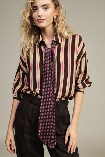 Camicia a righe con maniche lunghe e colletto classico - CFI92DUA - DIXIE