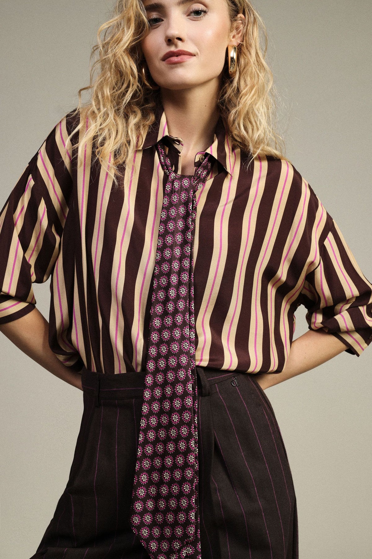 Camicia a righe con maniche lunghe e colletto classico - CFI92DUA - DIXIE
