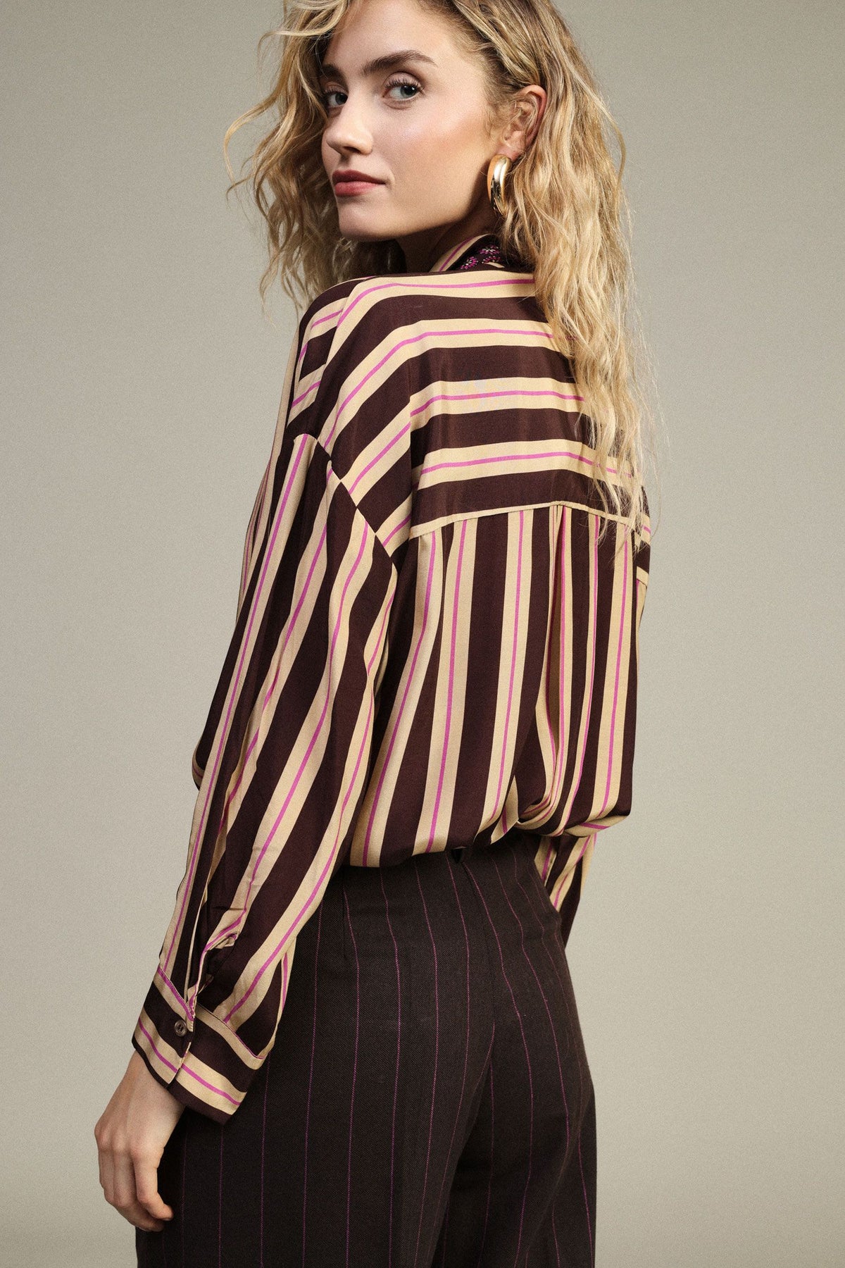 Camicia a righe con maniche lunghe e colletto classico - CFI92DUA - DIXIE