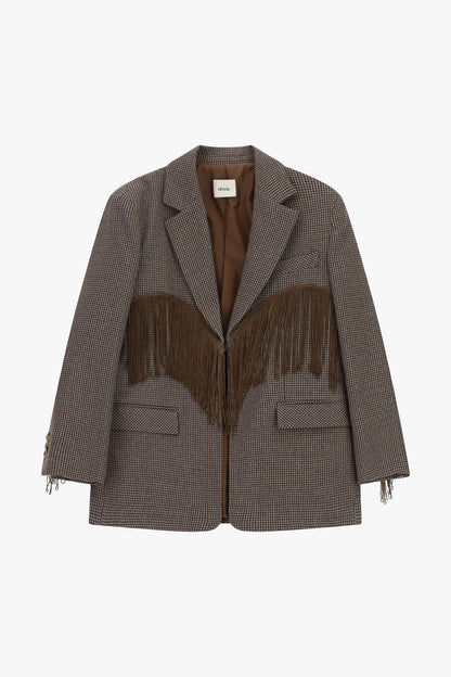 Blazer fantasia micro-check con frange decorative - j845b043 - DIXIE