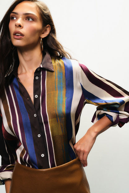 Camicia a righe con colletto classico e maniche lunghe - cdqc2ho - DIXIE