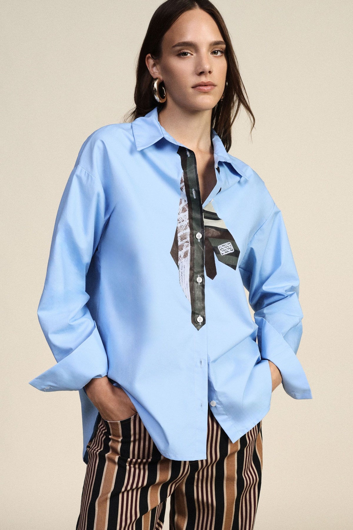 Camicia fit regolare con dettagli decorativi frontali - C067B054  - DIXIE