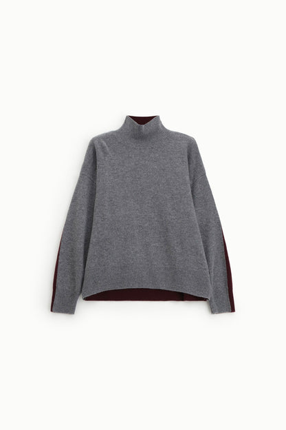 Maglione dolcevita con maniche lunghe e dettagli a coste - m833b054a - DIXIE