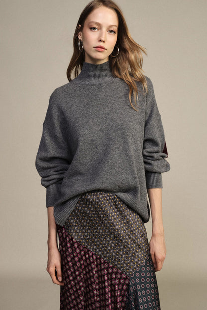 Maglione dolcevita con maniche lunghe e dettagli a coste - m833b054a - DIXIE