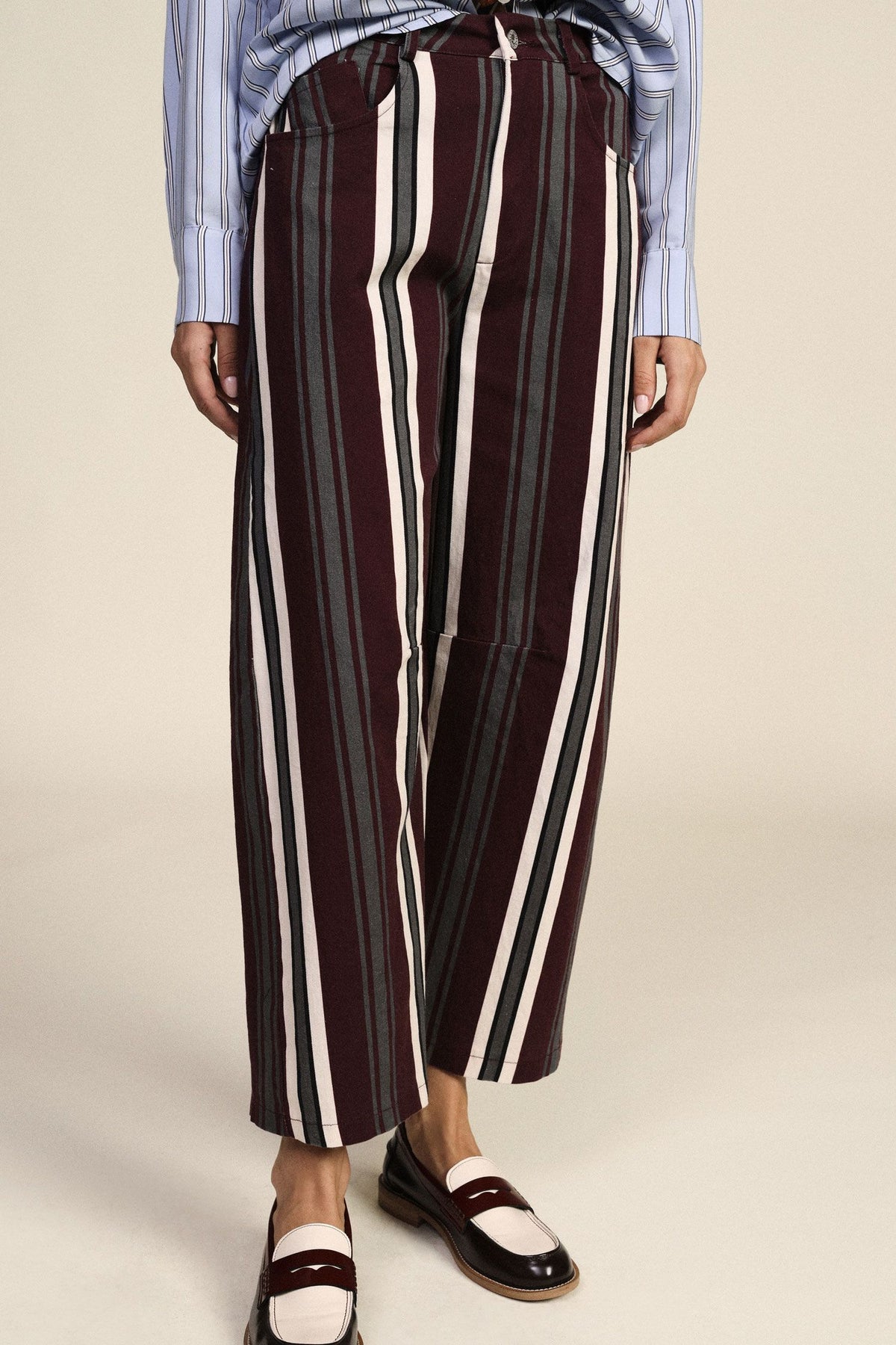Pantaloni palazzo a righe vita alta tasche - p067b119 - DIXIE