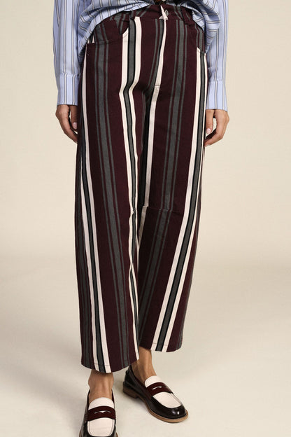 Pantaloni palazzo a righe vita alta tasche - p067b119 - DIXIE