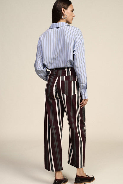 Pantaloni palazzo a righe vita alta tasche - p067b119 - DIXIE