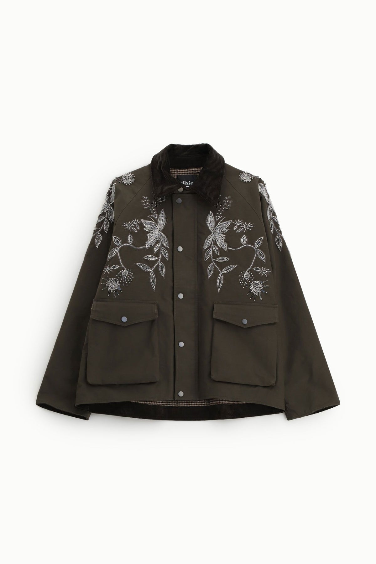 Parkas con ricamo floreale e tasche applicate - V981B012A -  DIXIE