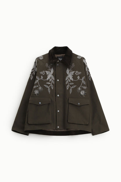 Parkas con ricamo floreale e tasche applicate - V981B012A -  DIXIE