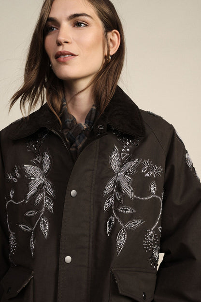 Parkas con ricamo floreale e tasche applicate - V981B012A -  DIXIE