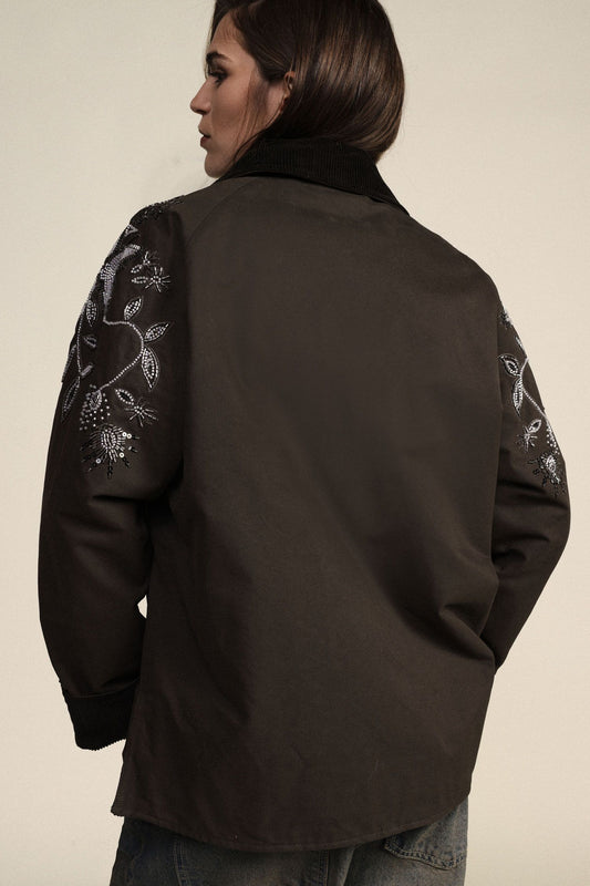 Parkas with floral embroidery and patch pockets - V981B012A - DIXIE