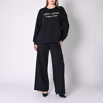 Pantalone palazzo in felpa garzata - l40y0556 - SOUVENIR