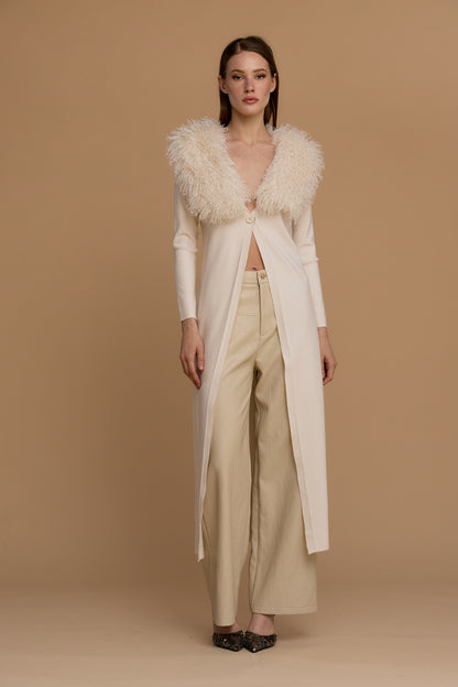 Maxi cardigan collo simil mongolia - 263ns143 - NOSECRETS