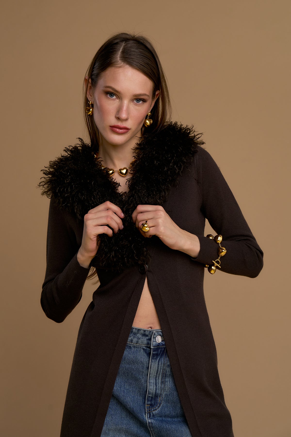 Maxi cardigan collo simil mongolia - 263ns143 - NOSECRETS
