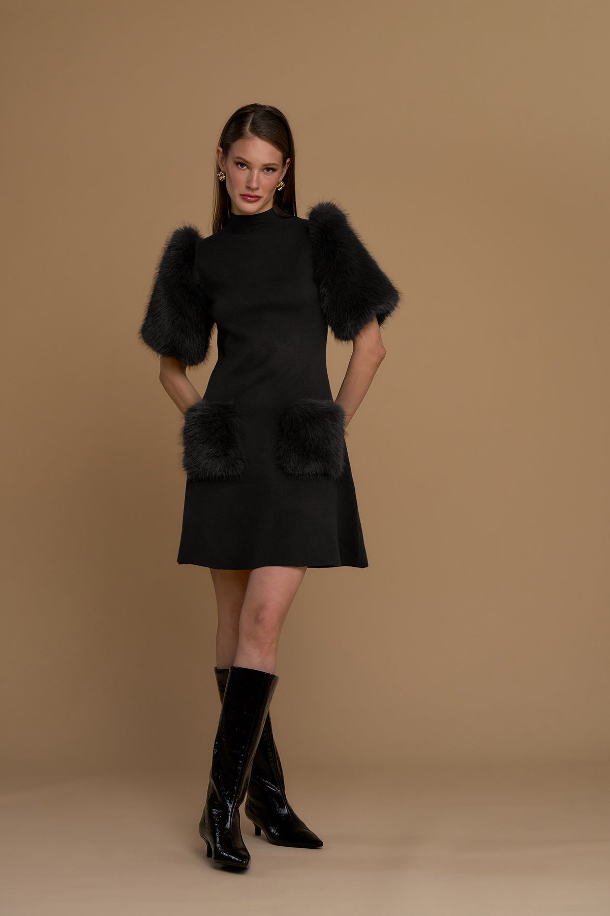 Abito maglia maniche simil pelliccia - 263ns147 - NOSECRETS