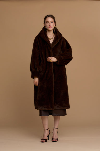 Simil pelliccia lunga con cappuccio - 263ns187 - NOSECRETS