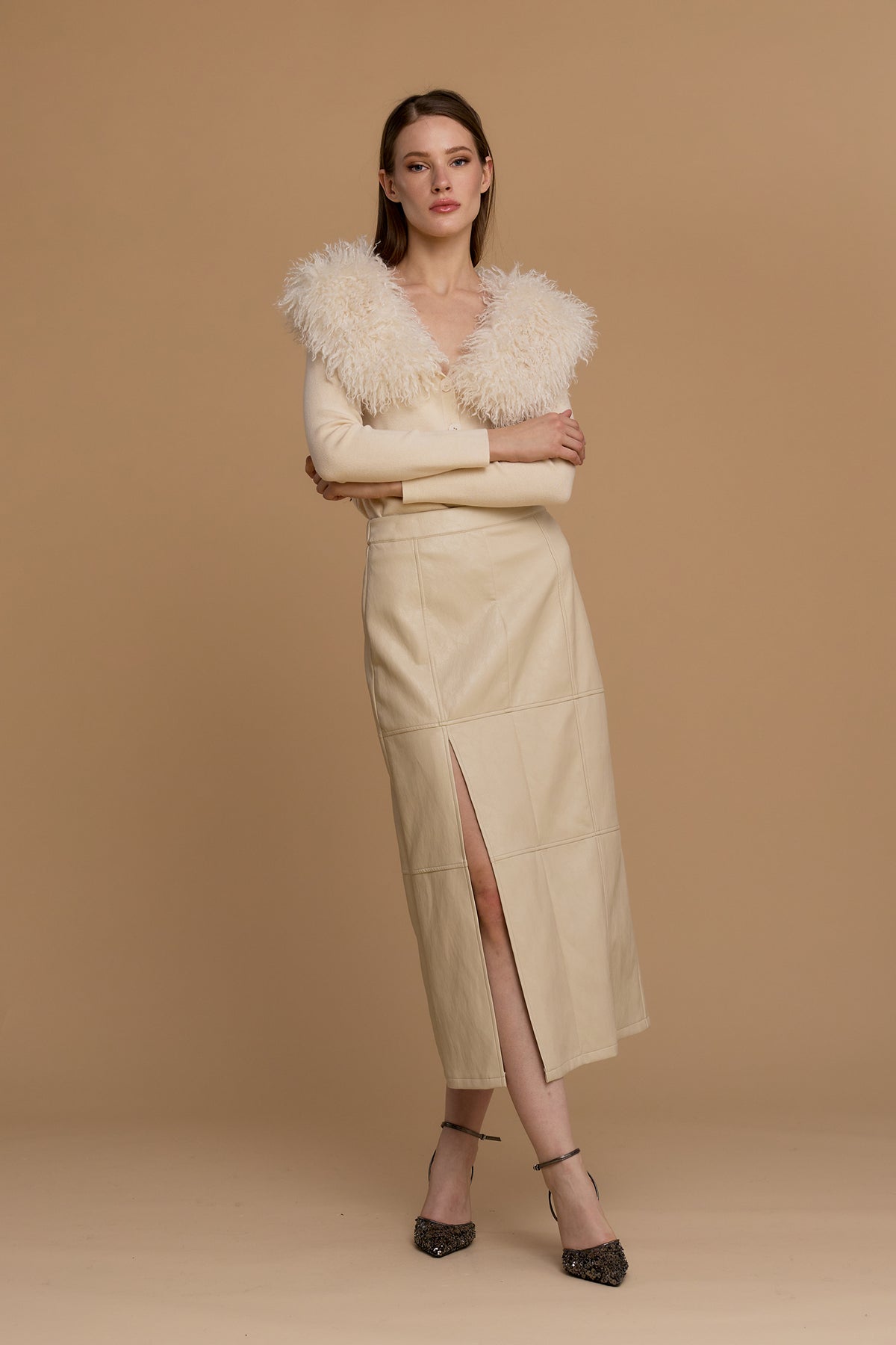 Gonna simil pelle martellata con spacco - 263ns204 - NOSECRETS