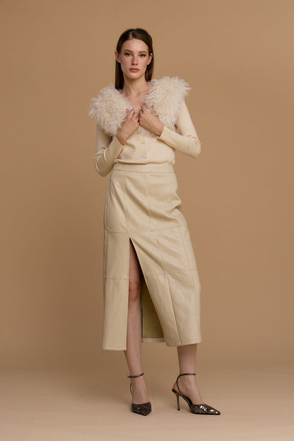 Gonna simil pelle martellata con spacco - 263ns204 - NOSECRETS