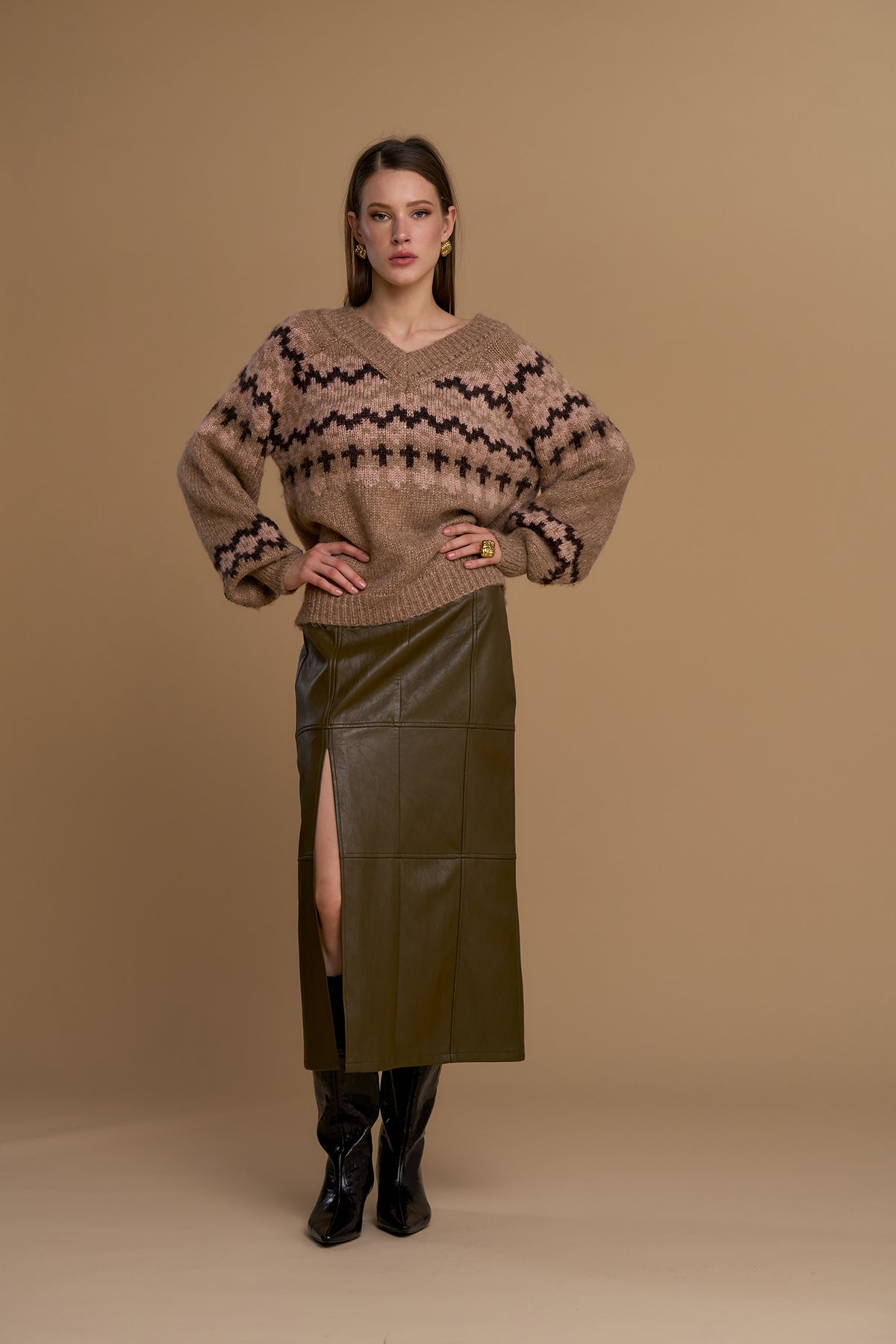Gonna simil pelle martellata con spacco - 263ns204 - NOSECRETS